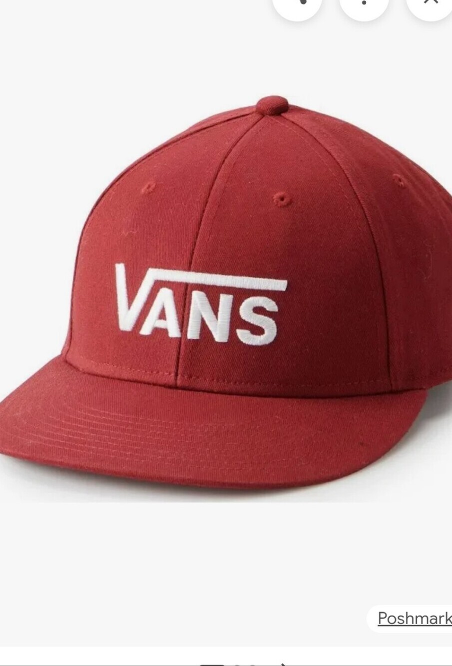 Vans Red Snapback Hat with White Logo - Picture 1 of 4